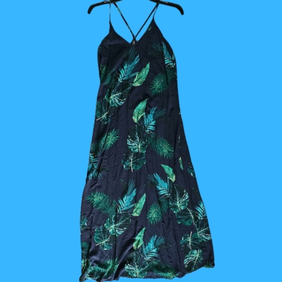 Old Navy Dresses Old Navy Tropical Maxi Dress Navy And Green Poshmark